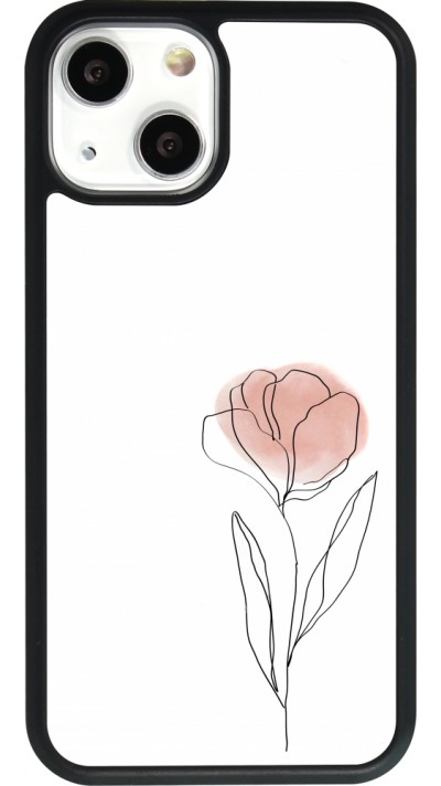 iPhone 13 mini Case Hülle - Silikon schwarz Spring 23 minimalist flower