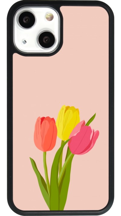 iPhone 13 mini Case Hülle - Silikon schwarz Spring 23 tulip trio
