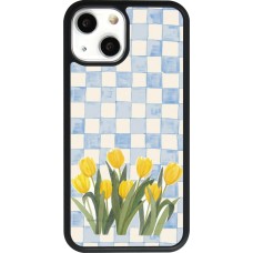 iPhone 13 mini Case Hülle - Silikon schwarz Blue vichy tulips Spring 2026