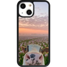 iPhone 13 mini Case Hülle - Silikon schwarz Cow with tulips Spring 2026
