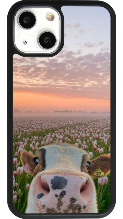 iPhone 13 mini Case Hülle - Silikon schwarz Cow with tulips Spring 2026