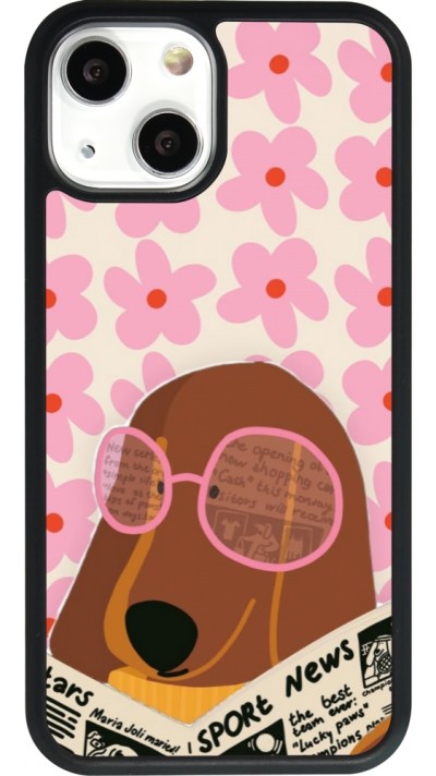iPhone 13 mini Case Hülle - Silikon schwarz Dog with newspaper Spring 2026