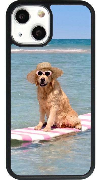 iPhone 13 mini Case Hülle - Silikon schwarz Summer Dog on Paddle
