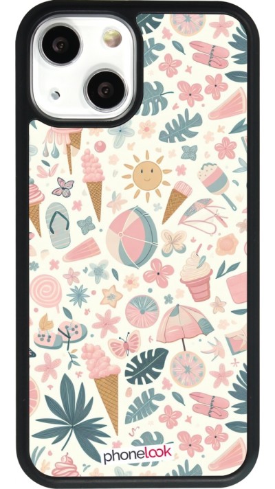 iPhone 13 mini Case Hülle - Silikon schwarz Sommer Pink Muster