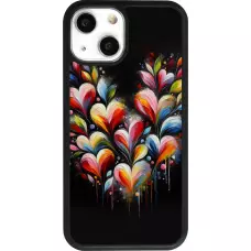Coque iPhone 13 mini - Silicone rigide noir Valentine 2024 Coeur Noir Abstrait