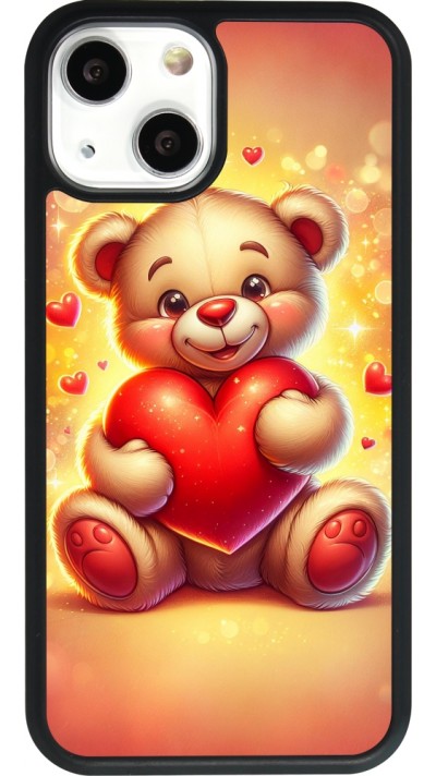 iPhone 13 mini Case Hülle - Silikon schwarz Valentin 2024 Teddy Liebe