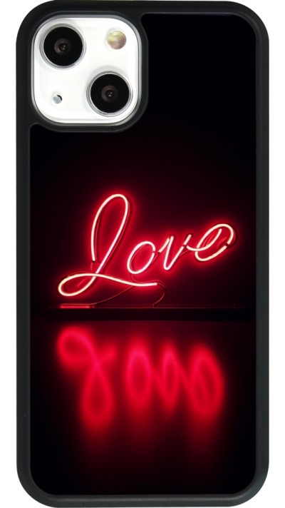iPhone 13 mini Case Hülle - Silikon schwarz Valentine 2025 Neon Liebe