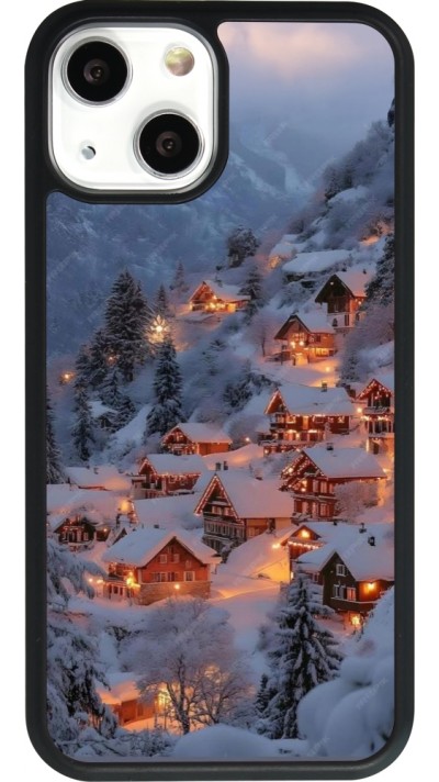 iPhone 13 mini Case Hülle - Silikon schwarz Winter 25 Winter snowy village