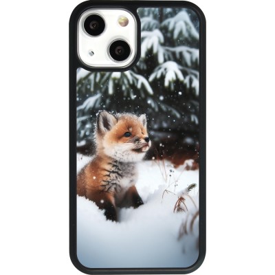 iPhone 13 mini Case Hülle - Silikon schwarz Weihnachten 2023 Fuechslein Tanne