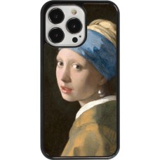 Coque iPhone 13 Pro - Tableau art - La Jeune fille à la perle - Johannes Vermeer