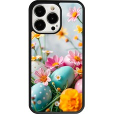 iPhone 13 Pro Case Hülle - Silikon schwarz Easter 2026 Eggs with flowers