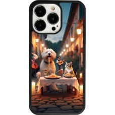iPhone 13 Pro Case Hülle - Silikon schwarz Valentin 2024 Hund & Katze Kerzenlicht