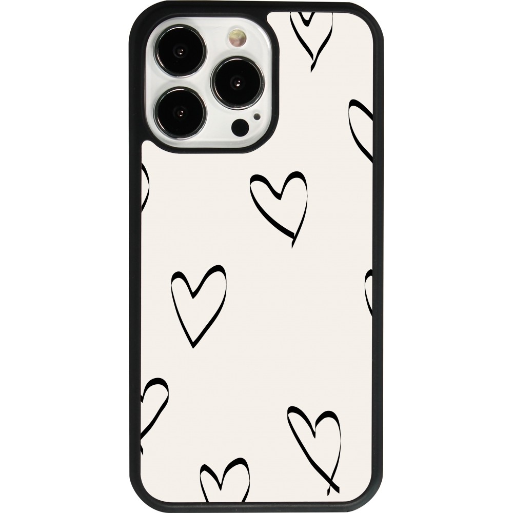 iPhone 13 Pro Case Hülle - Silikon schwarz Valentine 2023 minimalist hearts