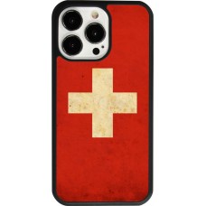 iPhone 13 Pro Case Hülle - Silikon schwarz Vintage Flag SWISS
