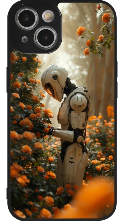 iPhone 14 Case Hülle - Silikon schwarz Astronaut flowers 2025
