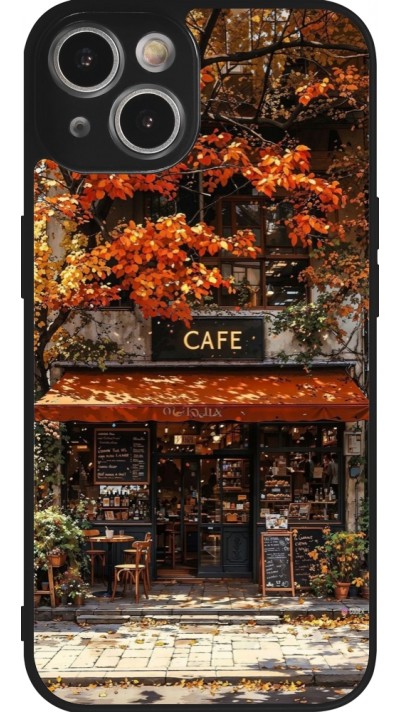 iPhone 14 Case Hülle - Silikon schwarz Autumn 25 Coffee shop