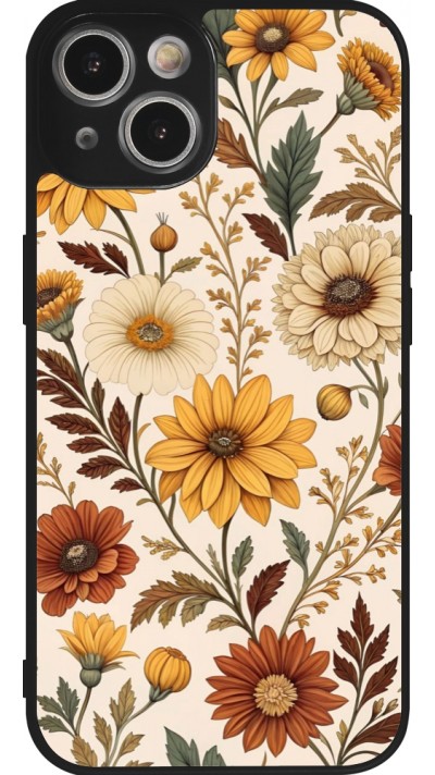 iPhone 14 Case Hülle - Silikon schwarz Autumn 25 Flower pattern