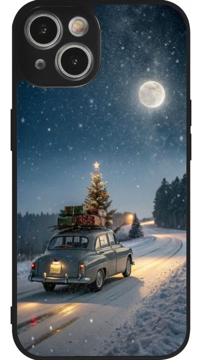 Coque iPhone 14 - Silicone rigide noir Christmas 25 Car with Tree Xmas