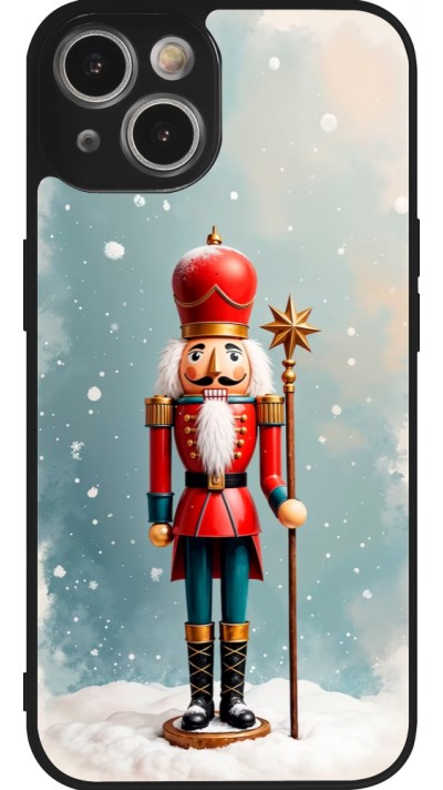 iPhone 14 Case Hülle - Silikon schwarz Christmas 25 Nutcracker Snow
