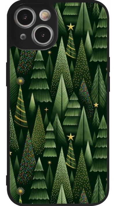 Coque iPhone 14 - Silicone rigide noir Christmas 25 Pattern Xmas Tree