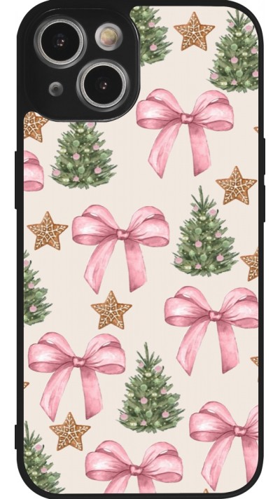iPhone 14 Case Hülle - Silikon schwarz Christmas 25 Vintage Ribbons