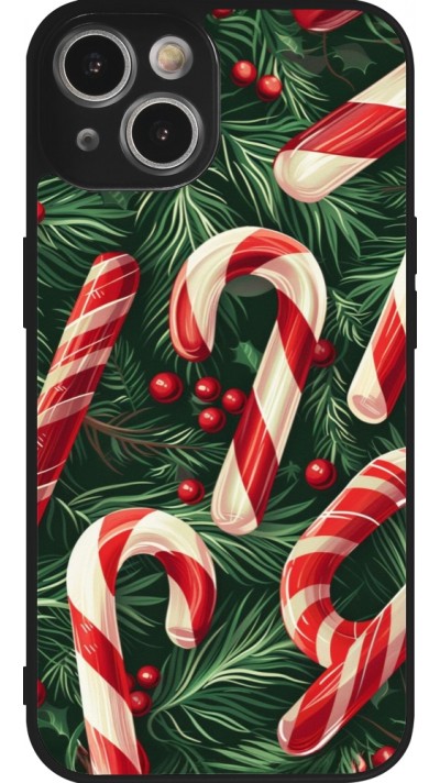 iPhone 14 Case Hülle - Silikon schwarz Christmas 25 Xmas Stick