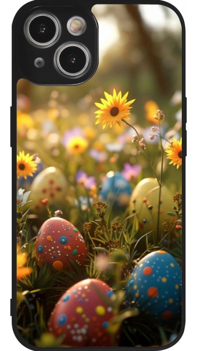 iPhone 14 Case Hülle - Silikon schwarz Easter 2026 Decorated eggs