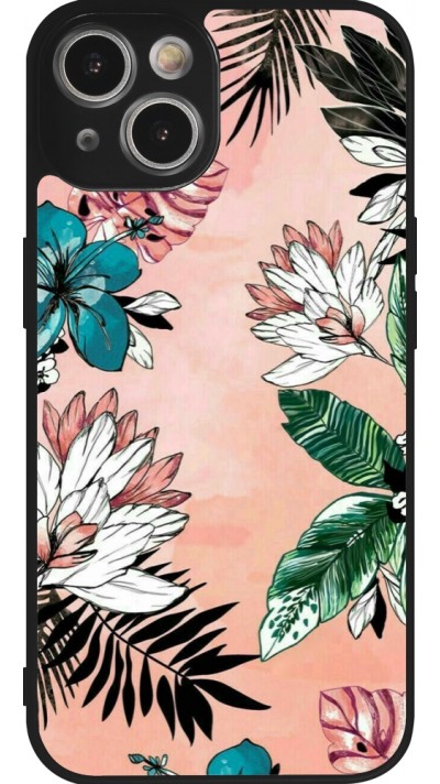 iPhone 14 Case Hülle - Silikon schwarz Flowers Artprint