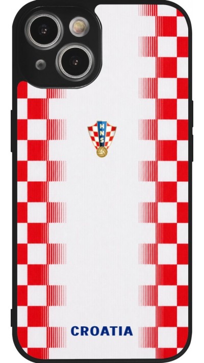 iPhone 14 Case Hülle - Silikon schwarz Kroatien 2026 personalisierbares Fussballtrikot