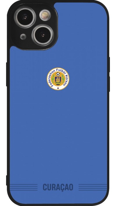 iPhone 14 Case Hülle - Silikon schwarz Curaçao 2026 personalisierbares Fussballtrikot