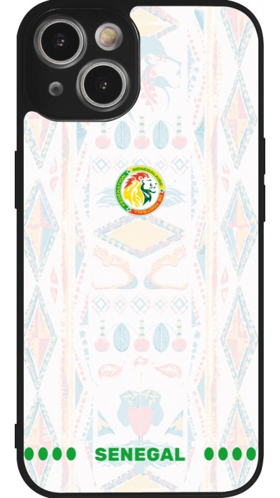 Coque iPhone 14 - Silicone rigide noir Maillot de football Sénégal 2026 personnalisable