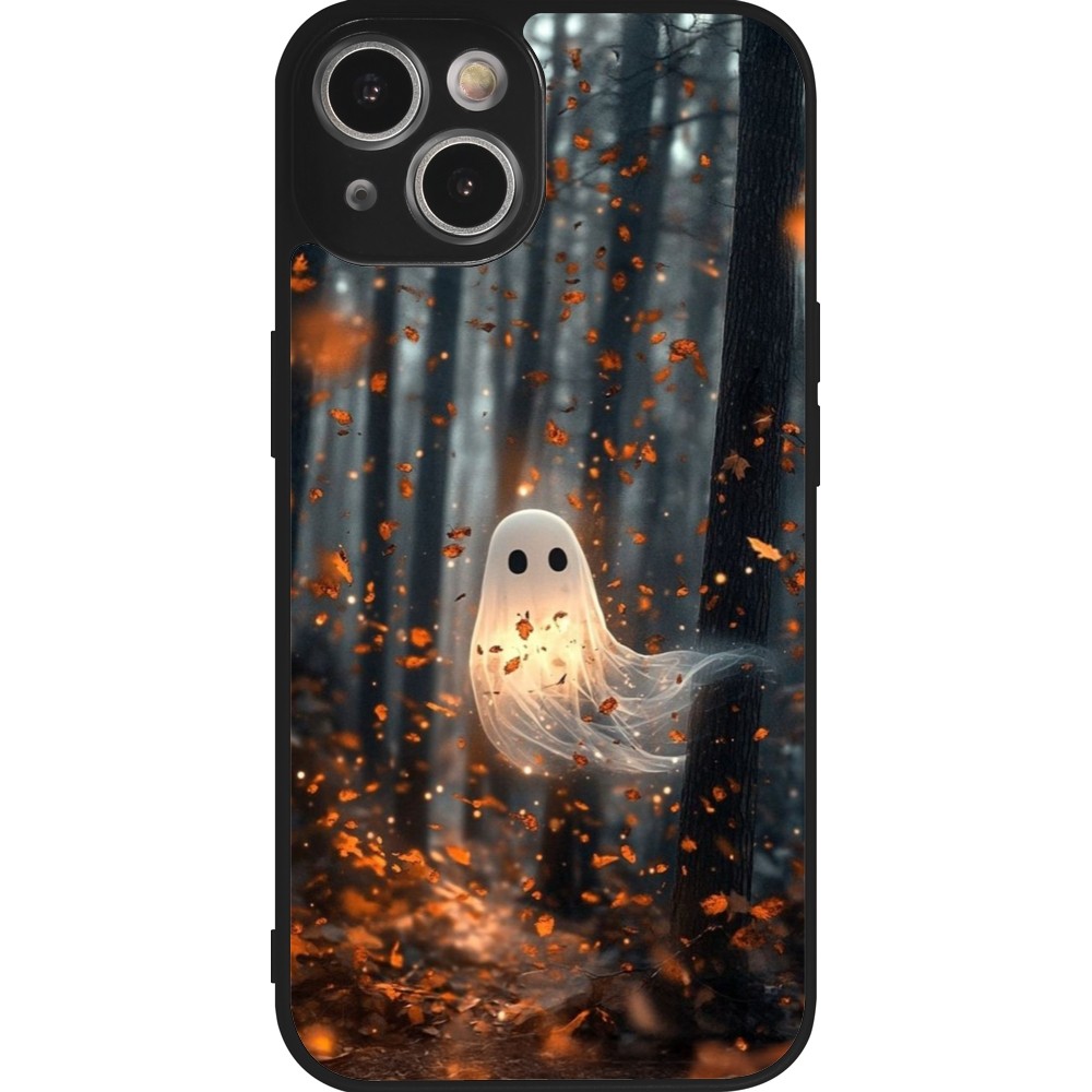iPhone 14 Case Hülle - Silikon schwarz Halloween 2025 Ghost in the forest