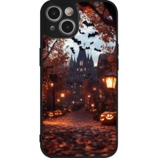 iPhone 14 Case Hülle - Silikon schwarz Halloween 2025 Haunted house