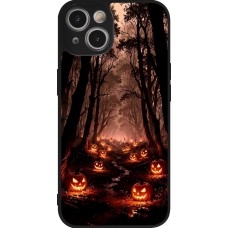 iPhone 14 Case Hülle - Silikon schwarz Halloween 2025 Road of Terrifying Pumpkins