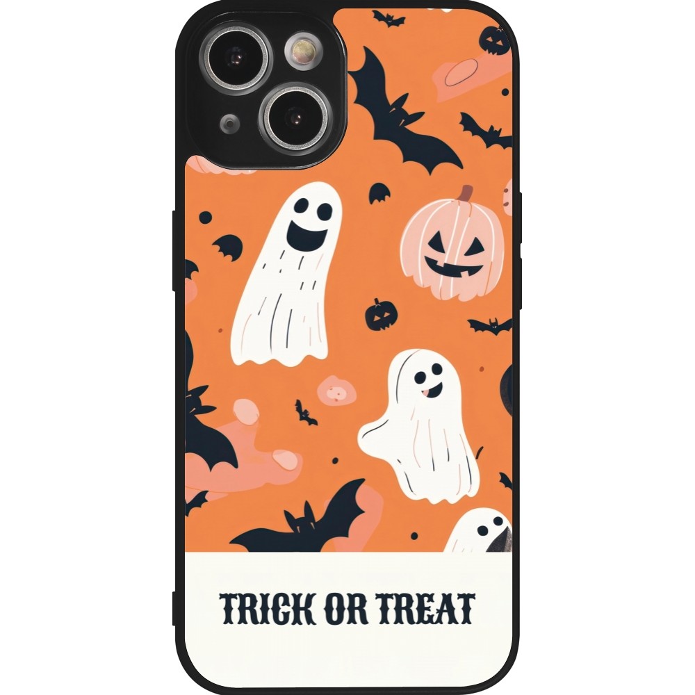 iPhone 14 Case Hülle - Silikon schwarz Halloween 2025 Trick treat