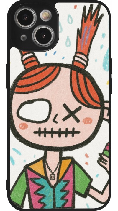 iPhone 14 Case Hülle - Silikon schwarz Little Girl Sketch