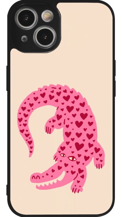 iPhone 14 Case Hülle - Silikon schwarz Pink crocodile 2026