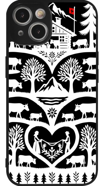 Coque iPhone 14 - Silicone rigide noir Poya Suisse 2 noir