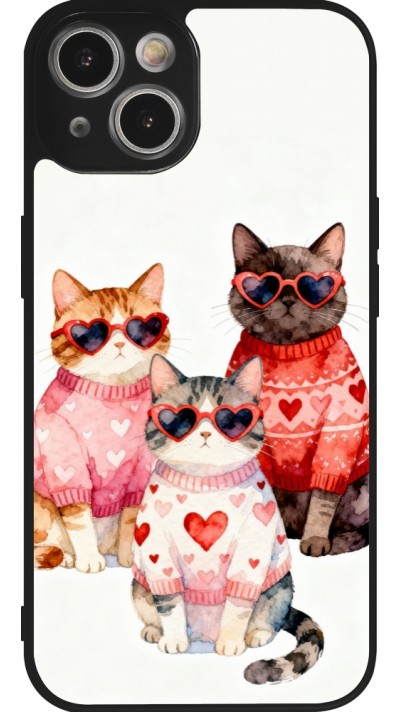 iPhone 14 Case Hülle - Silikon schwarz Saint Valentines Day 26 Cat Love
