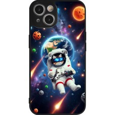 iPhone 14 Case Hülle - Silikon schwarz VR SpaceCat Odyssee