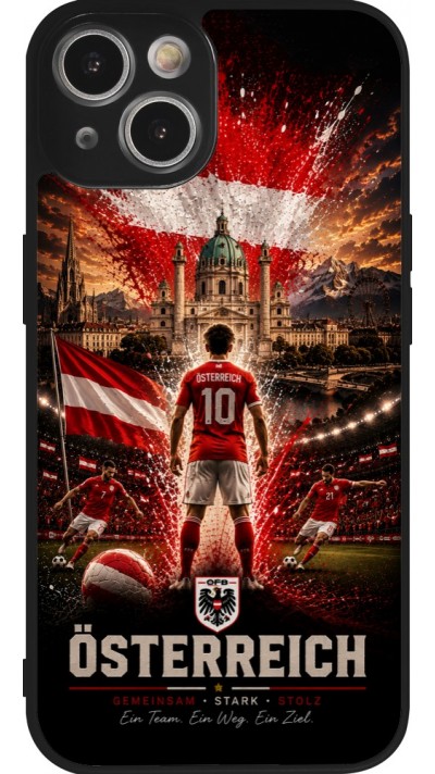 iPhone 14 Case Hülle - Silikon schwarz Fussball Österreich splash 2026
