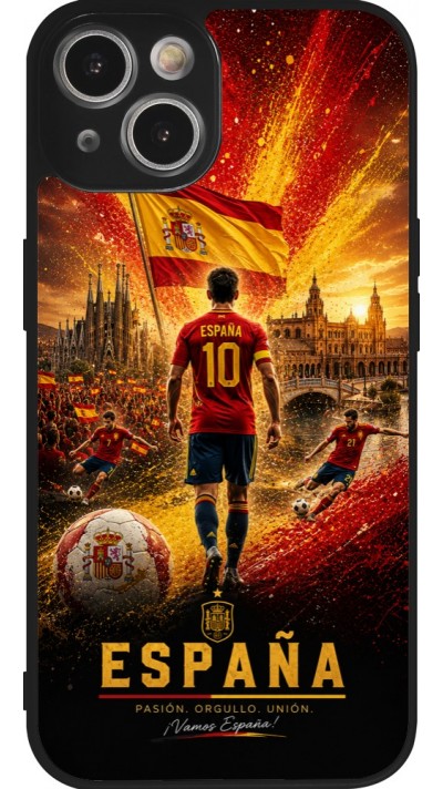 iPhone 14 Case Hülle - Silikon schwarz Fussball Espanien splash 2026