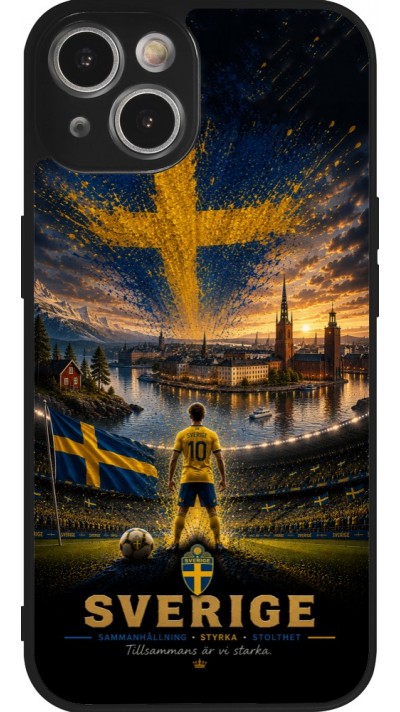 iPhone 14 Case Hülle - Silikon schwarz Fussball Schweden splash 2026
