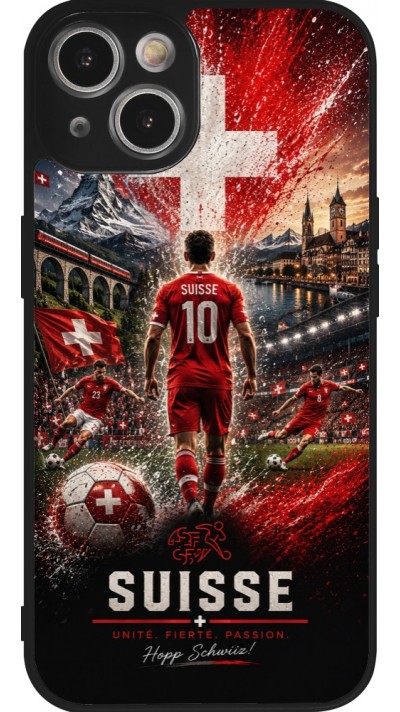 iPhone 14 Case Hülle - Silikon schwarz Fussball Suisse splash 2026