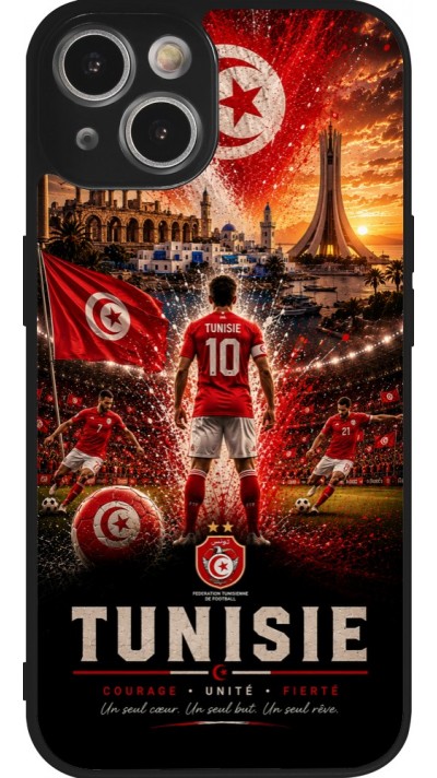 iPhone 14 Case Hülle - Silikon schwarz Fussball Tunesien splash 2026