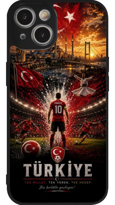 iPhone 14 Case Hülle - Silikon schwarz Fussball Türkei splash 2026