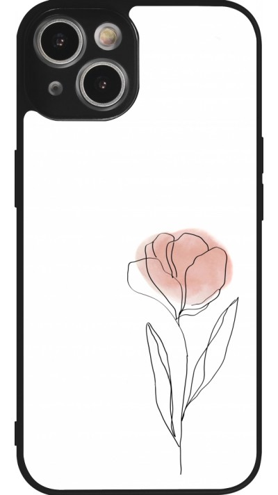 iPhone 14 Case Hülle - Silikon schwarz Spring 23 minimalist flower