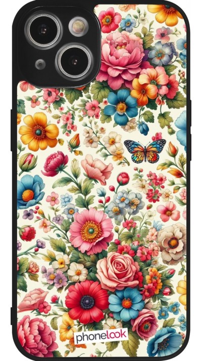 iPhone 14 Case Hülle - Silikon schwarz Spring 25 fruehling bluetend