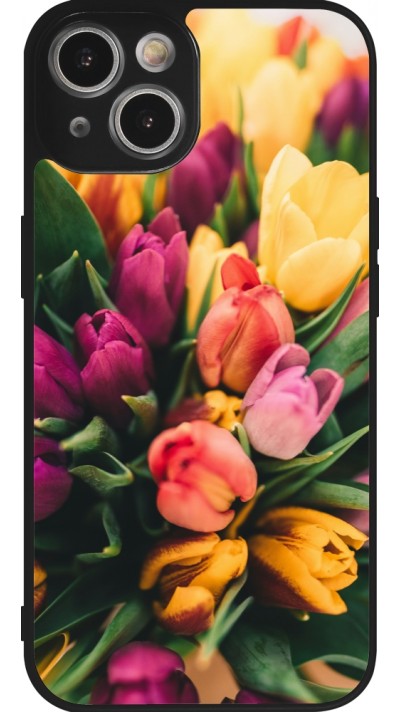 iPhone 14 Case Hülle - Silikon schwarz Bouquet of tulips Spring 2026