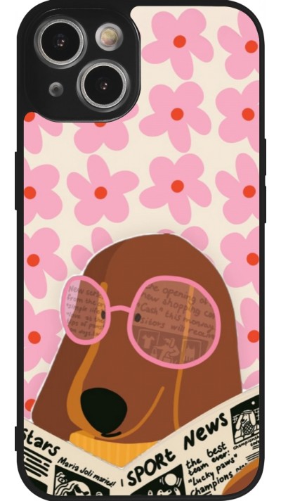 iPhone 14 Case Hülle - Silikon schwarz Dog with newspaper Spring 2026